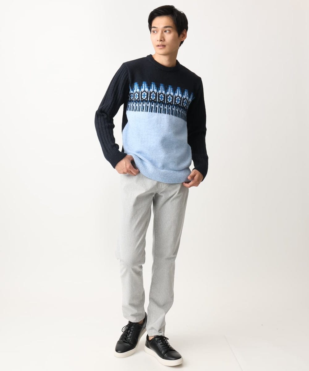 MKFAC37089 MK MICHEL KLEIN HOMME(MKミッシェルクランオム) MKHフェアアイルジャガードニット ネイビー