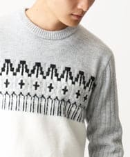 MKFAC37089 MK MICHEL KLEIN HOMME(MKミッシェルクランオム) MKHフェアアイルジャガードニット グレー