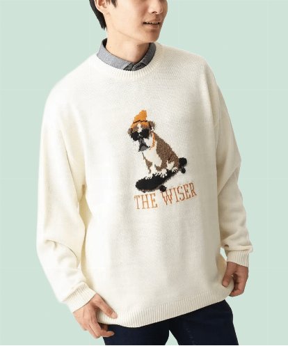 MKFAC86090 MK MICHEL KLEIN HOMME 【残りわずか/ユニセックスで着られる】ニット/アニマルジャガード