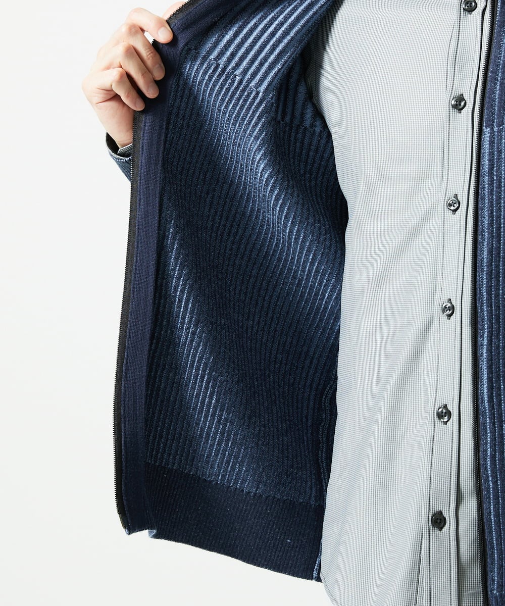 MKFAD51140 MK MICHEL KLEIN HOMME(MKミッシェルクランオム) ドライバーズニット スタンドカーディガン ブルー