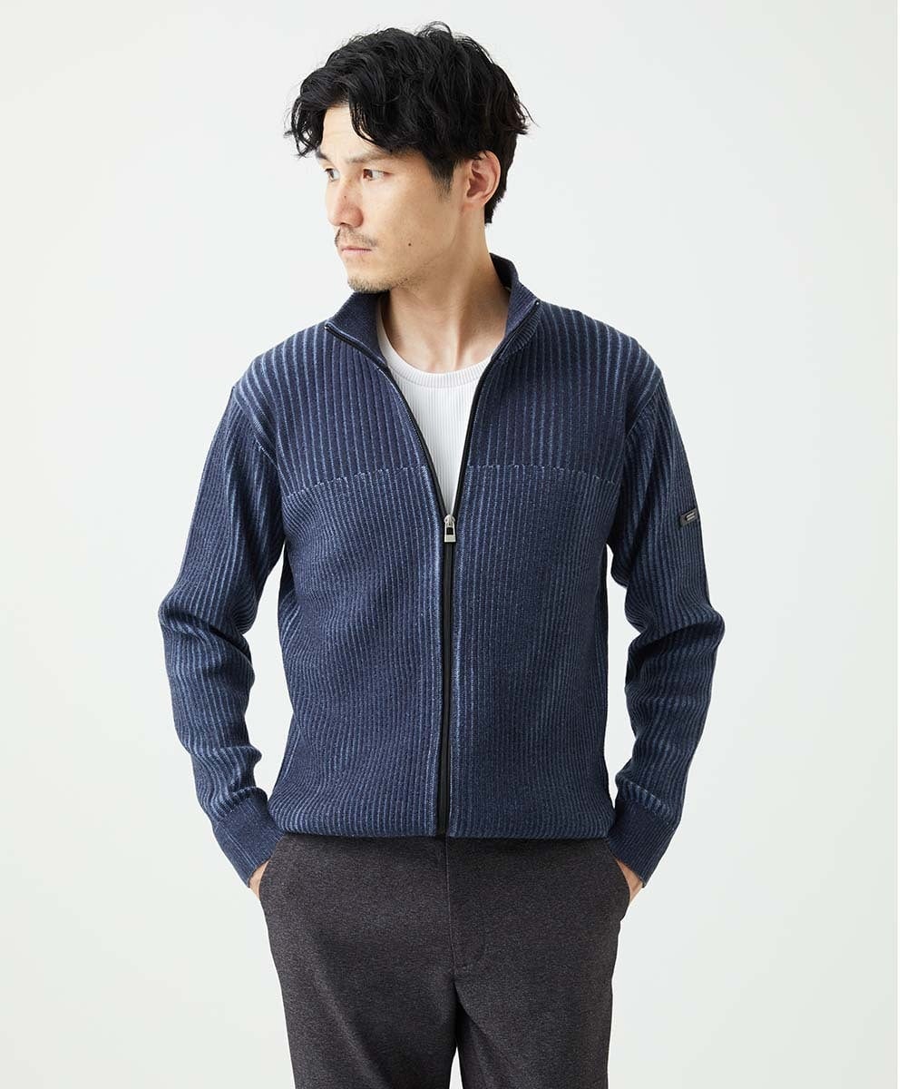 MKFAD51140 MK MICHEL KLEIN HOMME(MKミッシェルクランオム) ドライバーズニット スタンドカーディガン ブルー