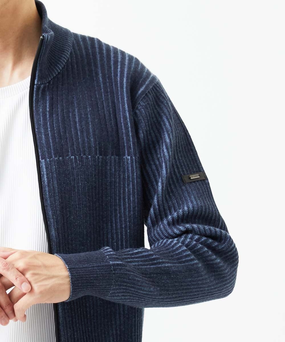 MKFAD51140 MK MICHEL KLEIN HOMME(MKミッシェルクランオム) ドライバーズニット スタンドカーディガン ブルー
