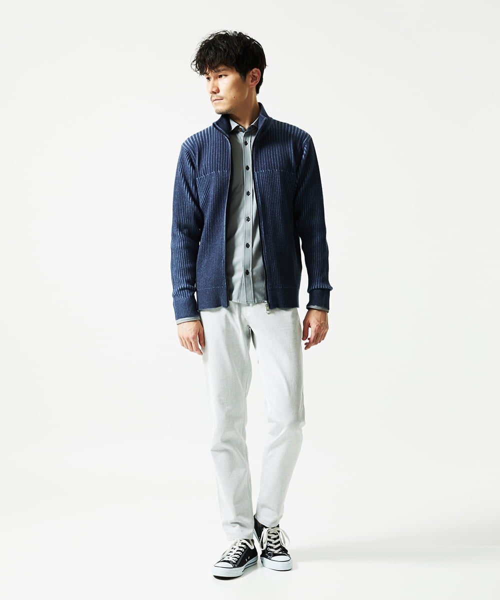 MKFAD51140 MK MICHEL KLEIN HOMME(MKミッシェルクランオム) ドライバーズニット スタンドカーディガン ブルー