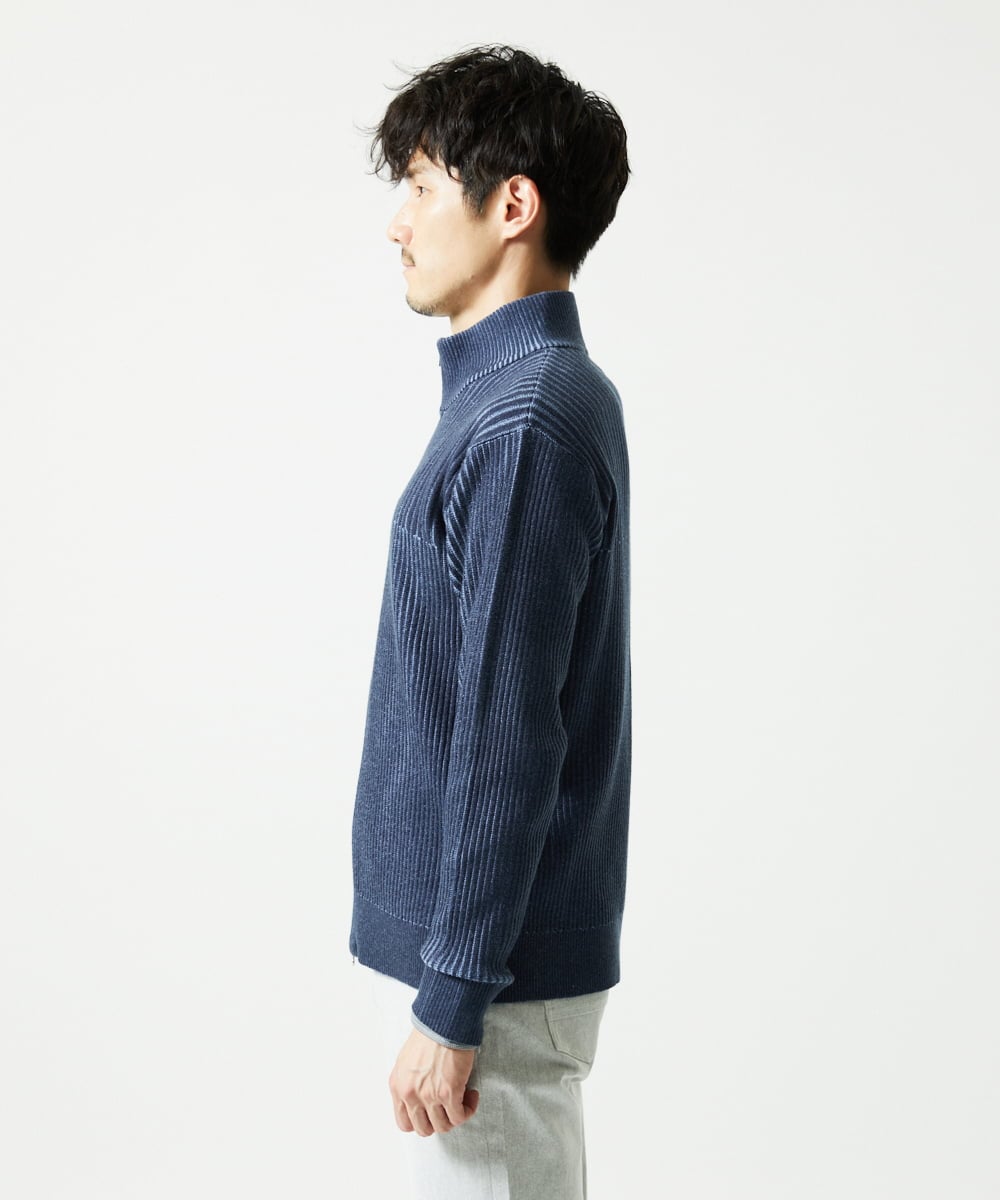 MKFAD51140 MK MICHEL KLEIN HOMME(MKミッシェルクランオム) ドライバーズニット スタンドカーディガン ブルー