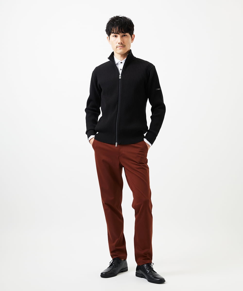 MKFAD51140 MK MICHEL KLEIN HOMME(MKミッシェルクランオム) 【洗濯機で洗える/毛玉になりにくい】ドライバーズニットカーディガン ブラック