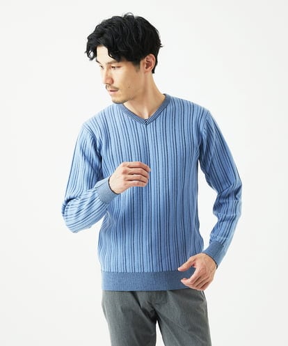 MKFAD60099 MK MICHEL KLEIN HOMME ランダムタック ストライプニット
