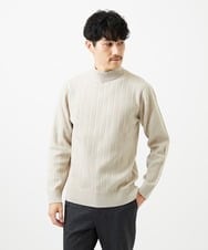 MKFAD61099 MK MICHEL KLEIN HOMME(MKミッシェルクランオム) モックネックニット / ランダムタックストライプ アイボリー