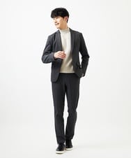 MKFAD61099 MK MICHEL KLEIN HOMME(MKミッシェルクランオム) モックネックニット / ランダムタックストライプ アイボリー