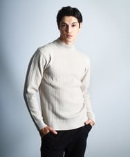 MKFAD61099 MK MICHEL KLEIN HOMME(MKミッシェルクランオム) モックネックニット / ランダムタックストライプ アイボリー