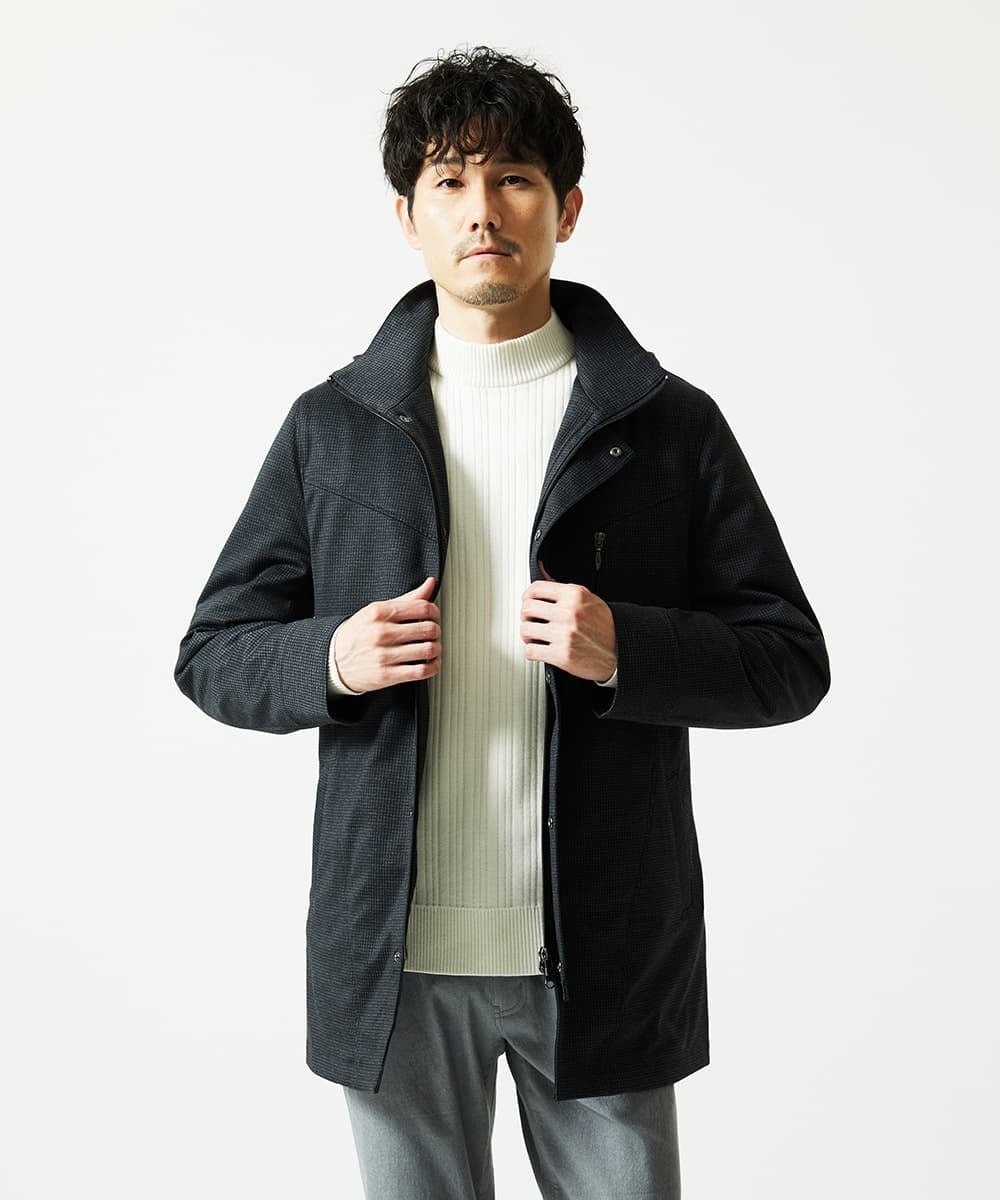 MKFAD61099 MK MICHEL KLEIN HOMME(MKミッシェルクランオム) モックネックニット / ランダムタックストライプ ホワイト
