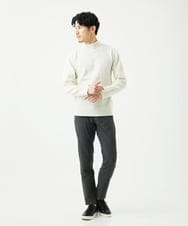 MKFAD61099 MK MICHEL KLEIN HOMME(MKミッシェルクランオム) モックネックニット / ランダムタックストライプ ホワイト