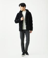 MKFAD61099 MK MICHEL KLEIN HOMME(MKミッシェルクランオム) モックネックニット / ランダムタックストライプ ホワイト