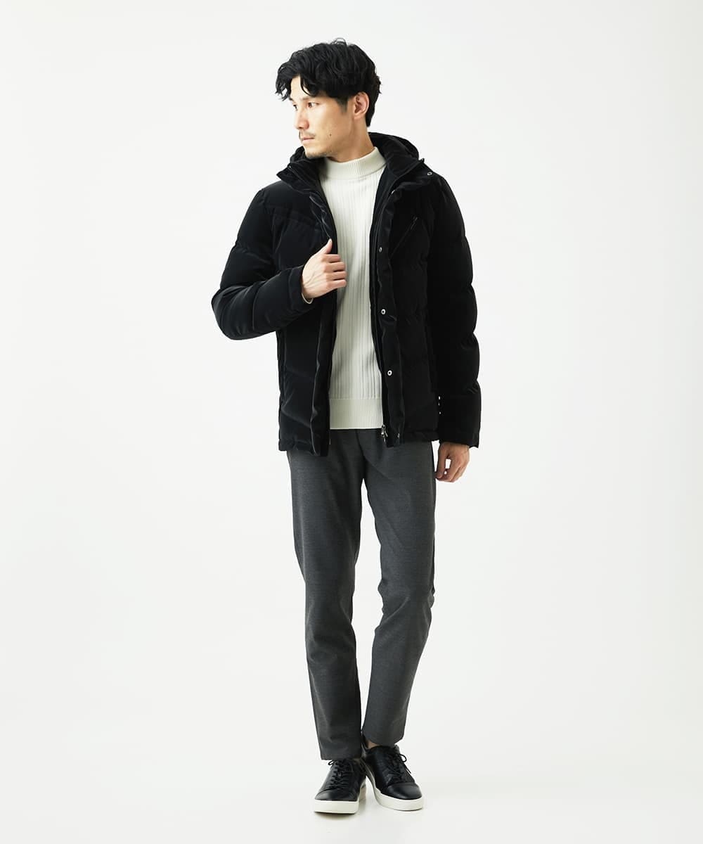 MKFAD61099 MK MICHEL KLEIN HOMME(MKミッシェルクランオム) モックネックニット / ランダムタックストライプ ホワイト