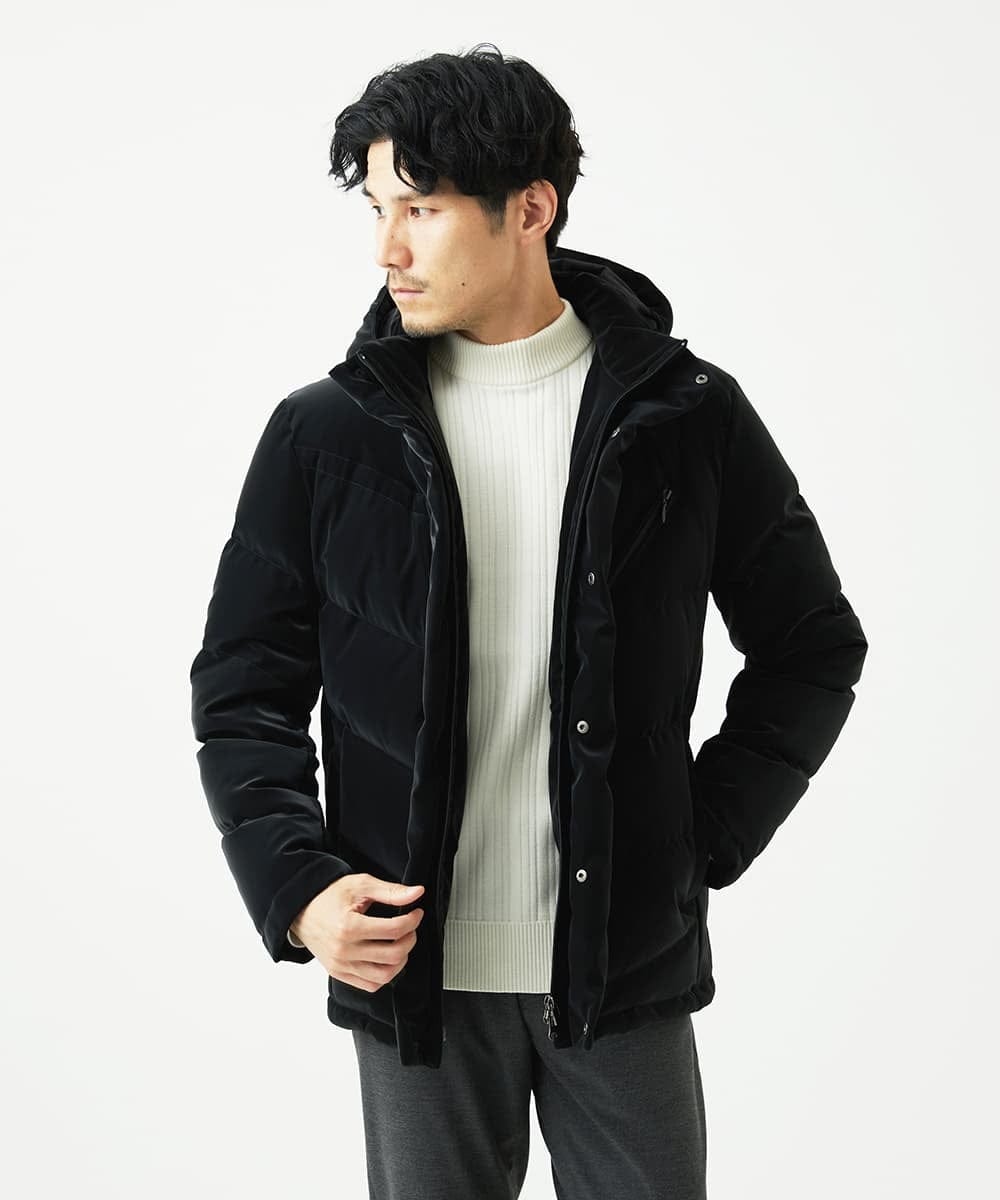 MKFAD61099 MK MICHEL KLEIN HOMME(MKミッシェルクランオム) モックネックニット / ランダムタックストライプ ホワイト
