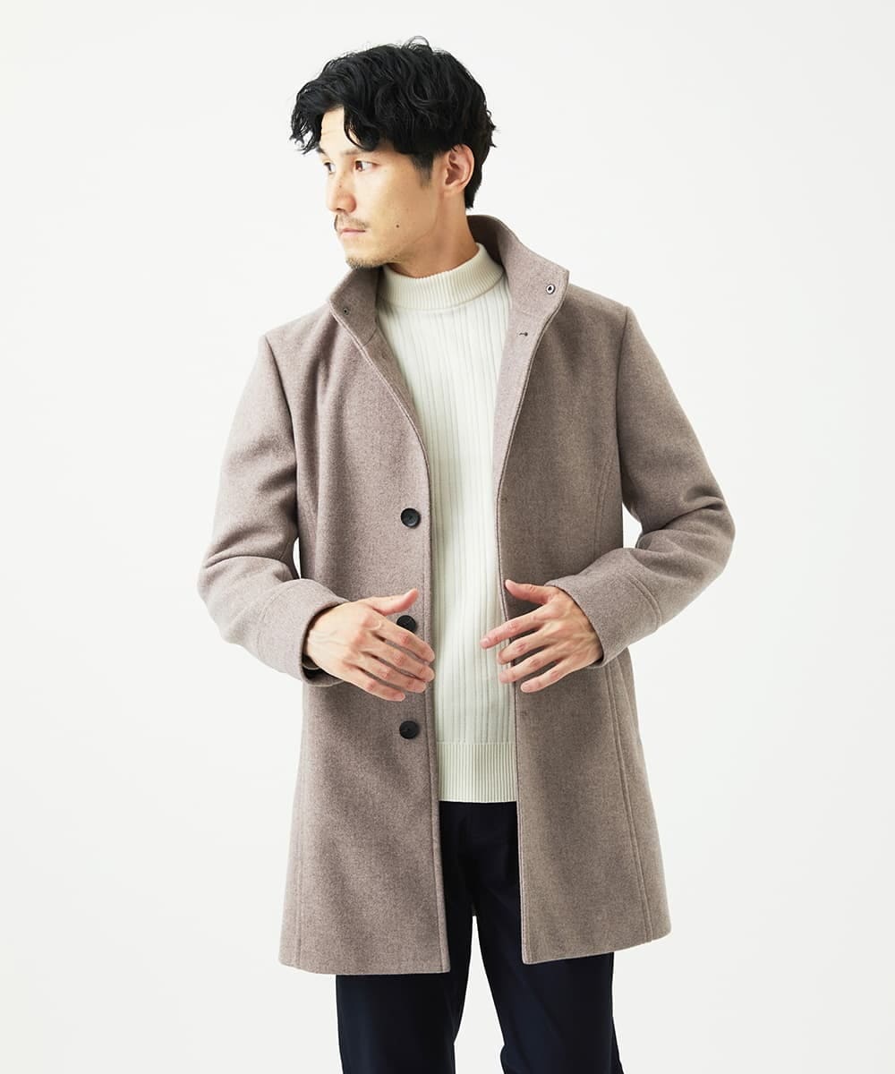 MKFAD61099 MK MICHEL KLEIN HOMME(MKミッシェルクランオム) モックネックニット / ランダムタックストライプ ホワイト