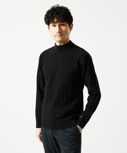 MKFAD61099 MK MICHEL KLEIN HOMME モックネックニット / ランダムタックストライプ