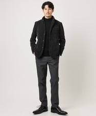 MKFAD61099 MK MICHEL KLEIN HOMME(MKミッシェルクランオム) モックネックニット / ランダムタックストライプ ブラック