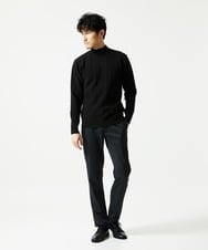 MKFAD61099 MK MICHEL KLEIN HOMME(MKミッシェルクランオム) モックネックニット / ランダムタックストライプ ブラック