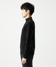 MKFAD61099 MK MICHEL KLEIN HOMME(MKミッシェルクランオム) モックネックニット / ランダムタックストライプ ブラック