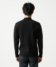 MKFAD61099 MK MICHEL KLEIN HOMME(MKミッシェルクランオム) モックネックニット / ランダムタックストライプ ブラック