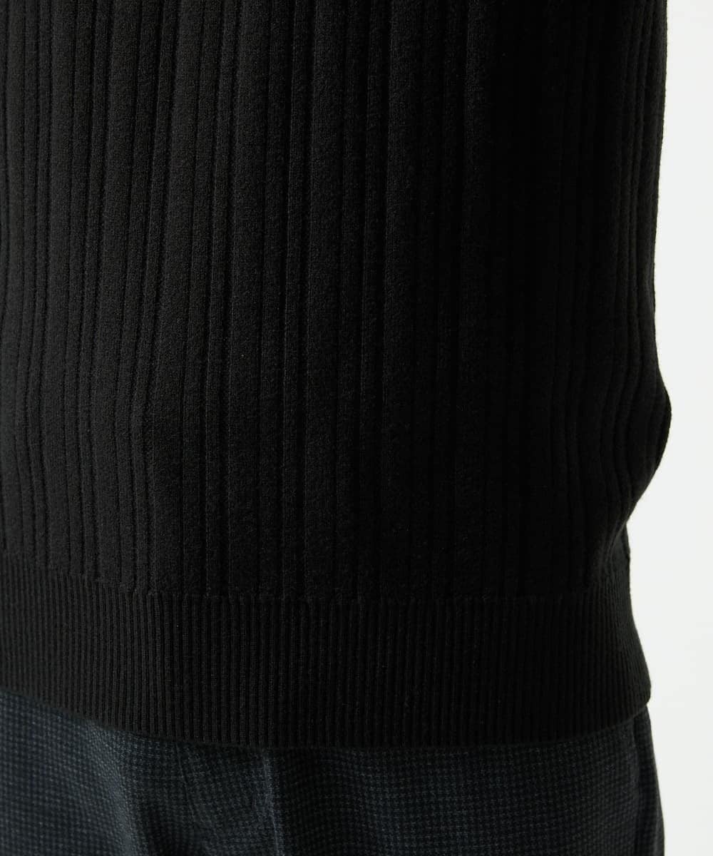 MKFAD61099 MK MICHEL KLEIN HOMME(MKミッシェルクランオム) モックネックニット / ランダムタックストライプ ブラック
