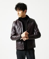 MKFAD61099 MK MICHEL KLEIN HOMME(MKミッシェルクランオム) モックネックニット / ランダムタックストライプ ブラック