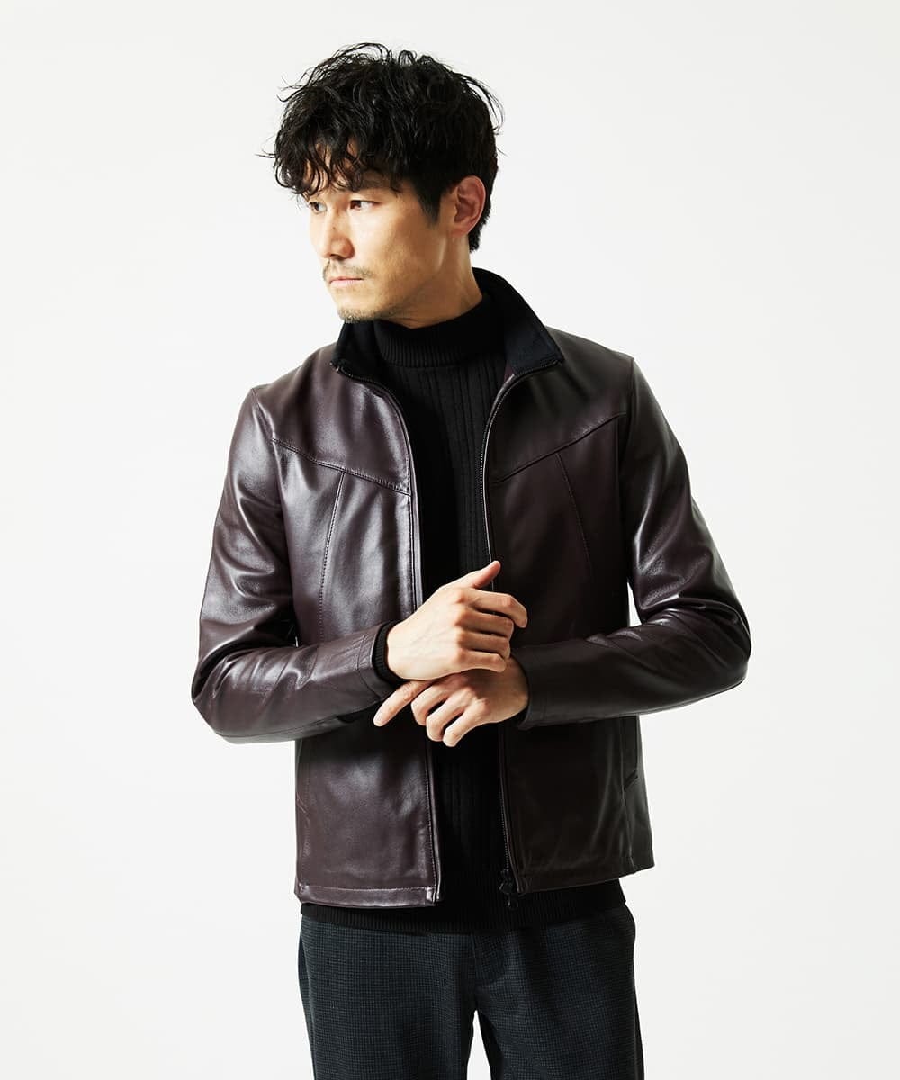 MKFAD61099 MK MICHEL KLEIN HOMME(MKミッシェルクランオム) モックネックニット / ランダムタックストライプ ブラック