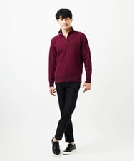 MKFAD62110 MK MICHEL KLEIN HOMME(MKミッシェルクランオム) スマートハーフジップニット / ミックスヘリンボン パープル