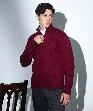 MKFAD62110 MK MICHEL KLEIN HOMME(MKミッシェルクランオム) スマートハーフジップニット / ミックスヘリンボン パープル