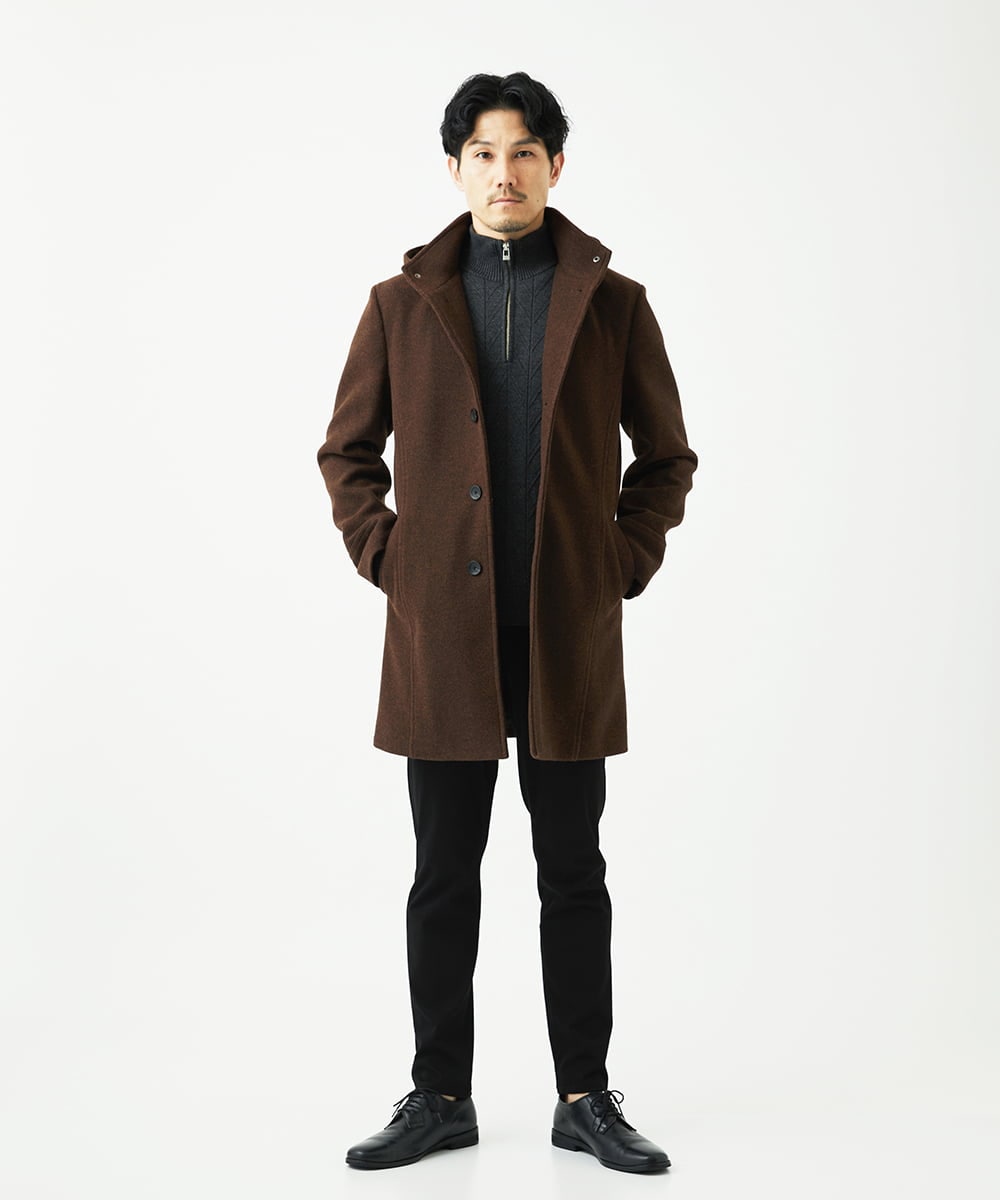 MKFAD62110 MK MICHEL KLEIN HOMME(MKミッシェルクランオム) スマートハーフジップニット / ミックスヘリンボン ダークグレー