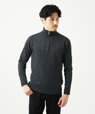 MKFAD62110 MK MICHEL KLEIN HOMME(MKミッシェルクランオム) スマートハーフジップニット / ミックスヘリンボン ダークグレー