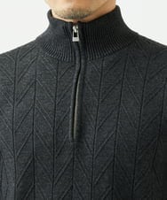 MKFAD62110 MK MICHEL KLEIN HOMME(MKミッシェルクランオム) スマートハーフジップニット / ミックスヘリンボン ダークグレー