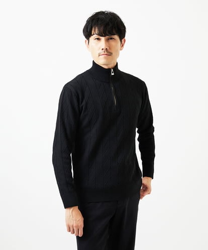 MKFAD62110 MK MICHEL KLEIN HOMME スマートハーフジップニット / ミックスヘリンボン