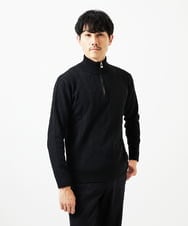 MKFAD62110 MK MICHEL KLEIN HOMME(MKミッシェルクランオム) スマートハーフジップニット / ミックスヘリンボン ブラック