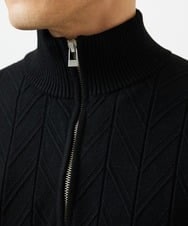 MKFAD62110 MK MICHEL KLEIN HOMME(MKミッシェルクランオム) スマートハーフジップニット / ミックスヘリンボン ブラック