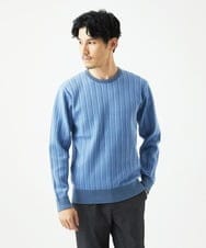 MKFAD63099 MK MICHEL KLEIN HOMME(MKミッシェルクランオム) クルーネックニット / ランダムタックストライプ ライトブルー