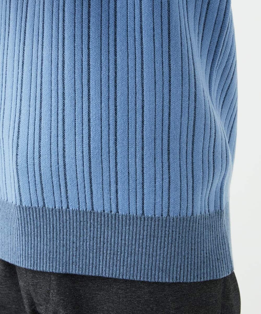 MKFAD63099 MK MICHEL KLEIN HOMME(MKミッシェルクランオム) クルーネックニット / ランダムタックストライプ ライトブルー
