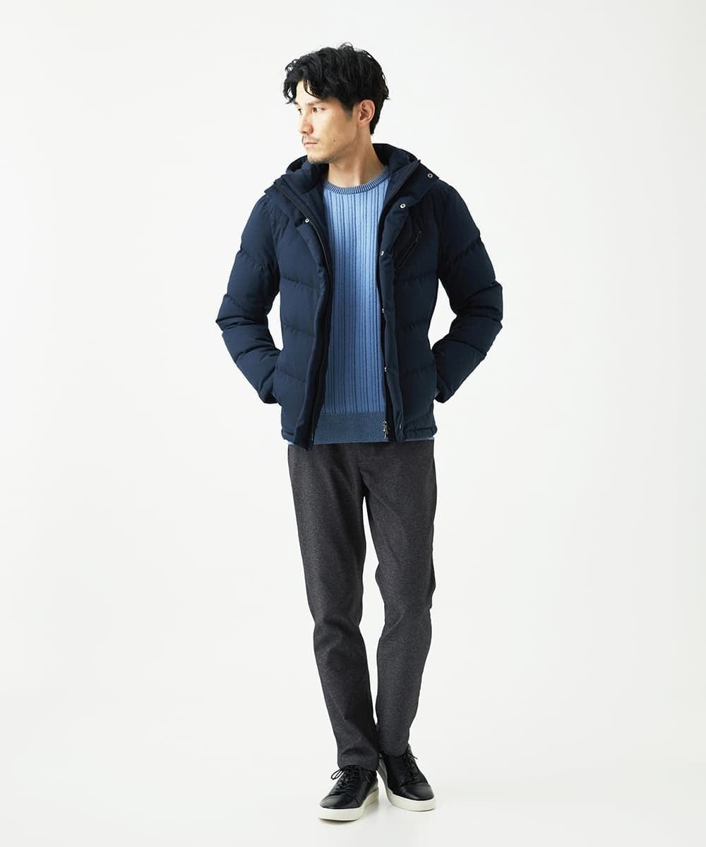 MKFAD63099 MK MICHEL KLEIN HOMME(MKミッシェルクランオム) クルーネックニット / ランダムタックストライプ ライトブルー