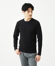MKFAD63099 MK MICHEL KLEIN HOMME(MKミッシェルクランオム) クルーネックニット / ランダムタックストライプ ネイビー