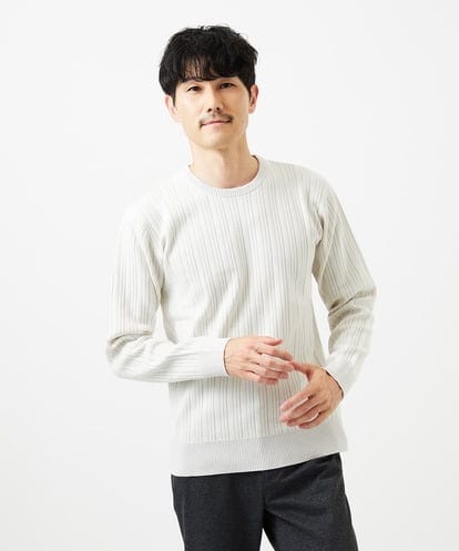 MKFAD63099 MK MICHEL KLEIN HOMME クルーネックニット / ランダムタックストライプ