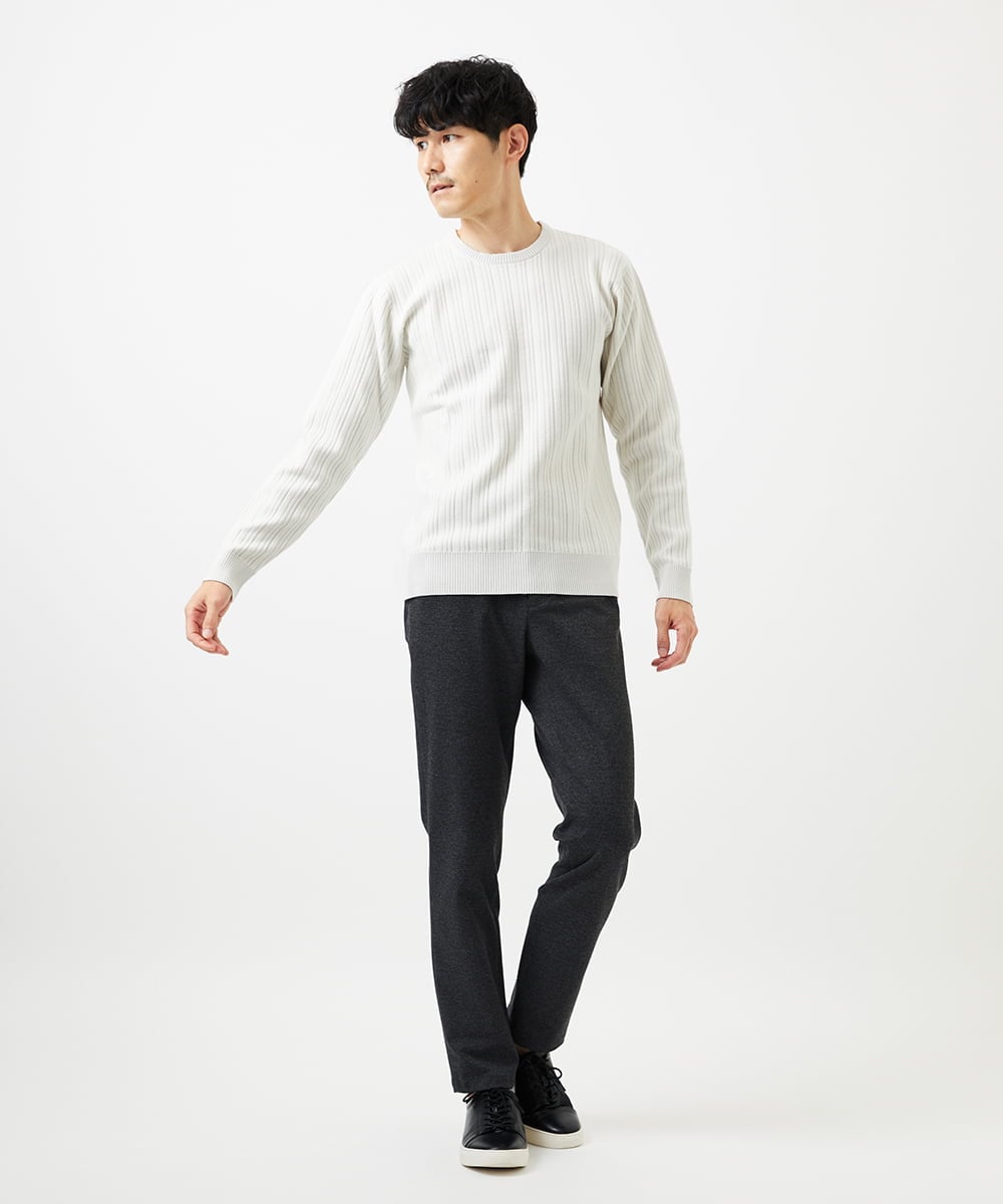 MKFAD63099 MK MICHEL KLEIN HOMME(MKミッシェルクランオム) クルーネックニット / ランダムタックストライプ ライトグレー