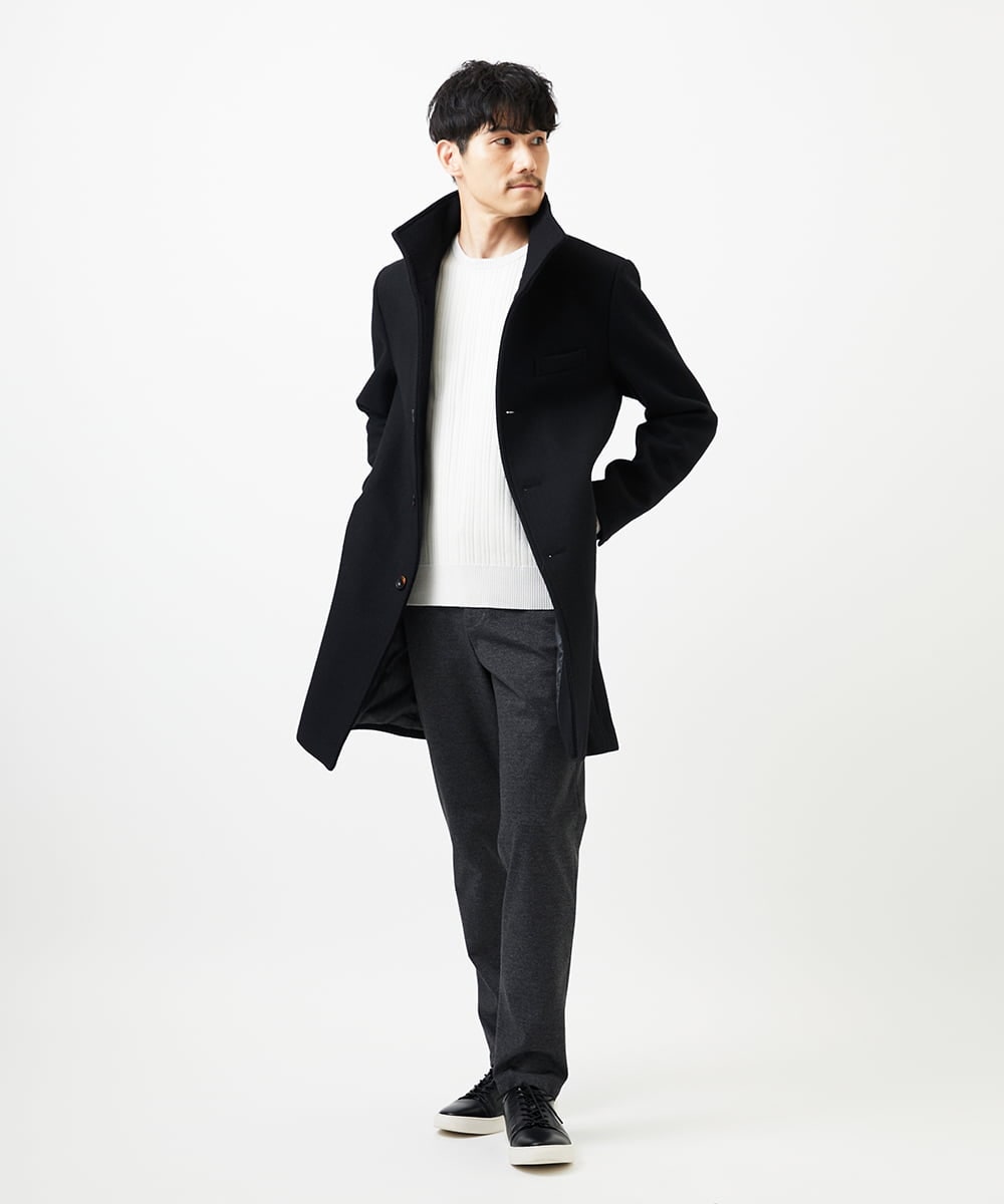 MKFAD63099 MK MICHEL KLEIN HOMME(MKミッシェルクランオム) クルーネックニット / ランダムタックストライプ ライトグレー