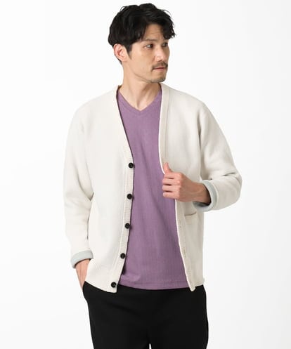 MKFAF10110 MK MICHEL KLEIN HOMME ダブルフェイス モールカーディガン