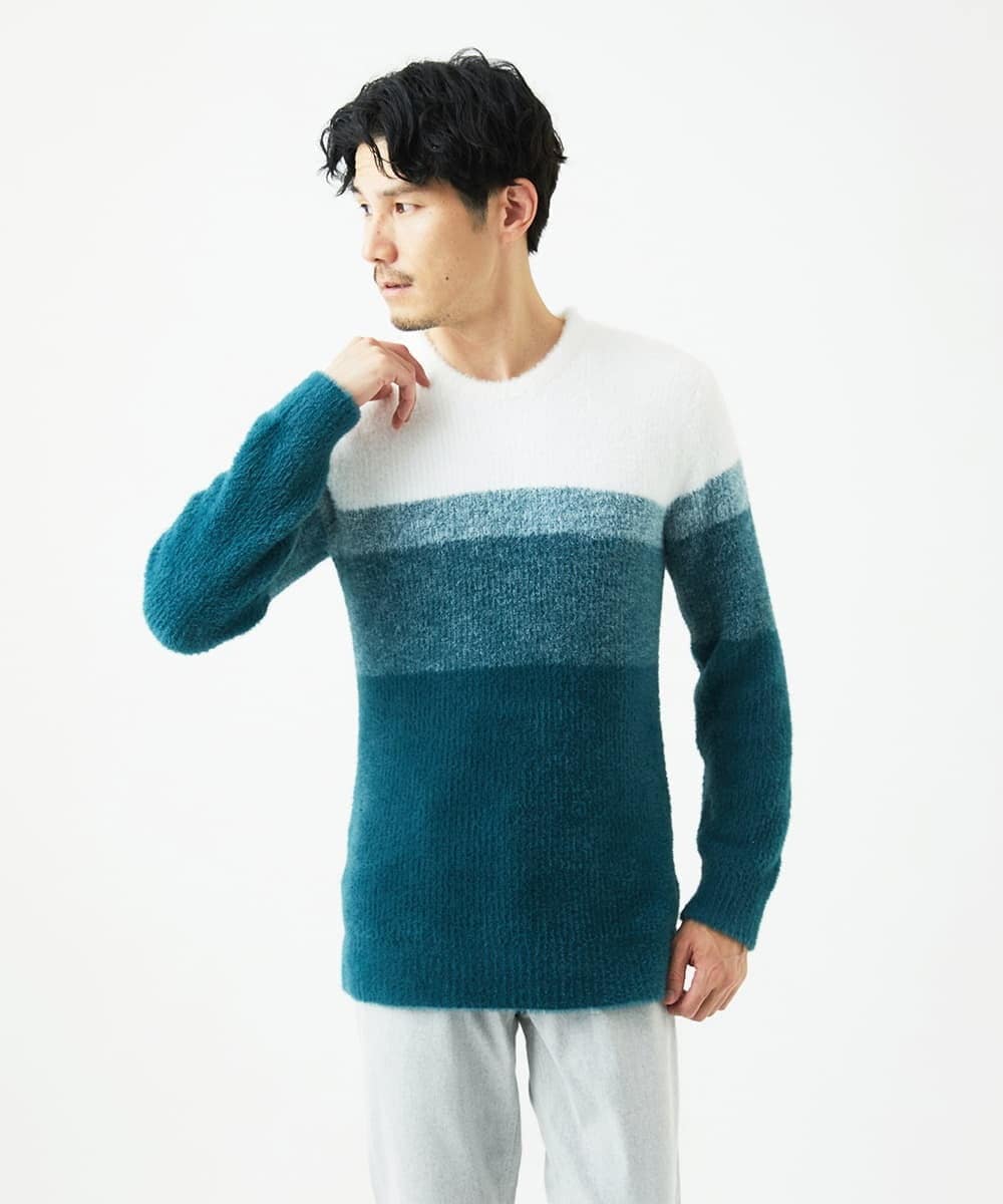MKFAF25095 MK MICHEL KLEIN HOMME(MKミッシェルクランオム) プルオーバーニット / フェザーヤーン グリーン