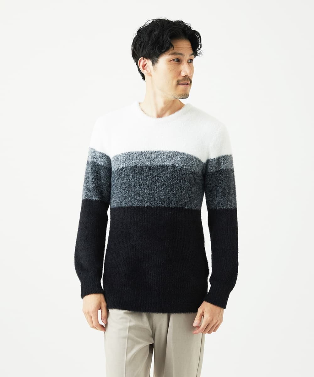 MKFAF25095 MK MICHEL KLEIN HOMME(MKミッシェルクランオム) プルオーバーニット / フェザーヤーン ブラック