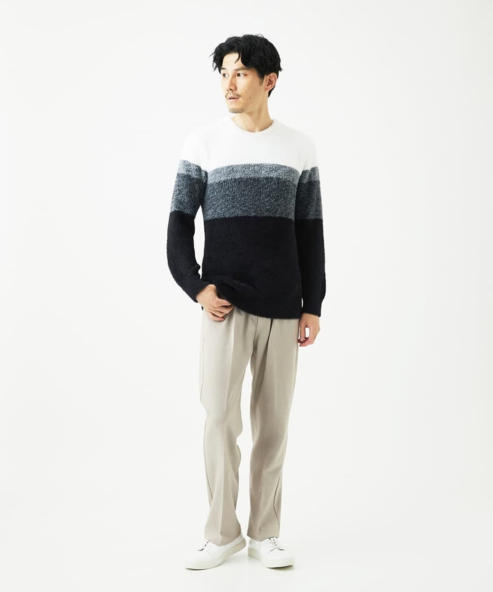 MKFAF25095 MK MICHEL KLEIN HOMME(MKミッシェルクランオム) プルオーバーニット / フェザーヤーン ブラック