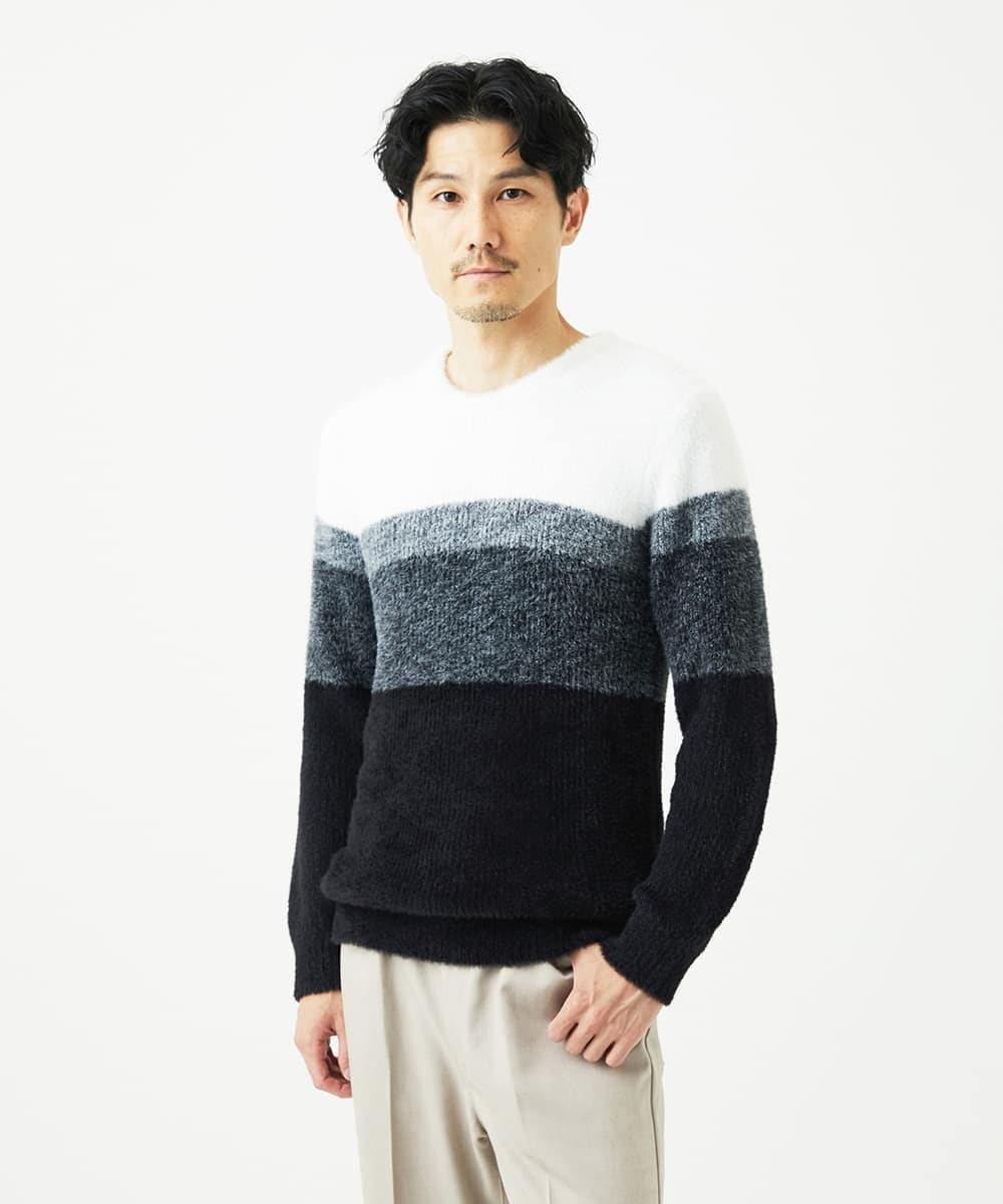 MKFAF25095 MK MICHEL KLEIN HOMME(MKミッシェルクランオム) プルオーバーニット / フェザーヤーン ブラック