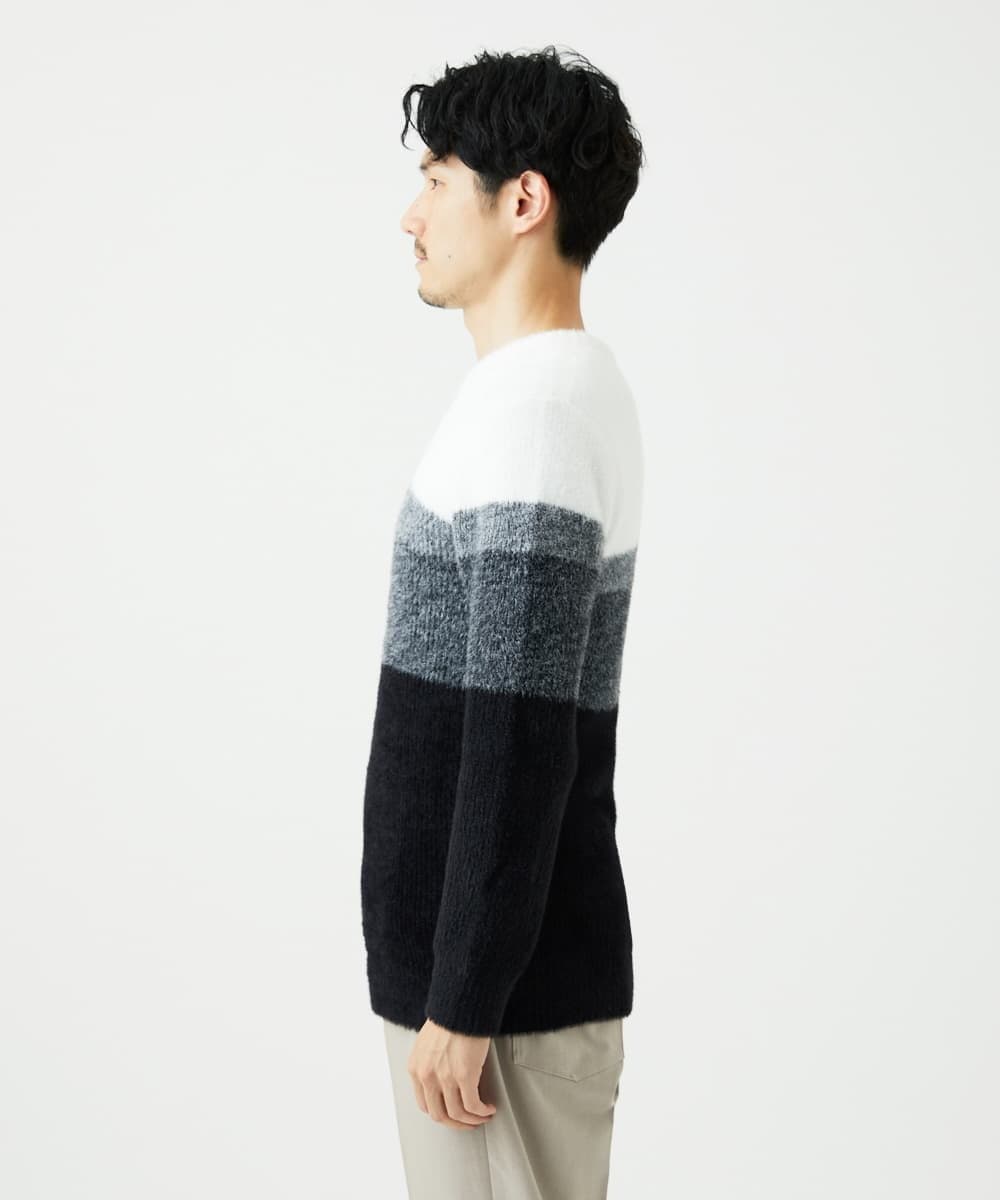 MKFAF25095 MK MICHEL KLEIN HOMME(MKミッシェルクランオム) プルオーバーニット / フェザーヤーン ブラック