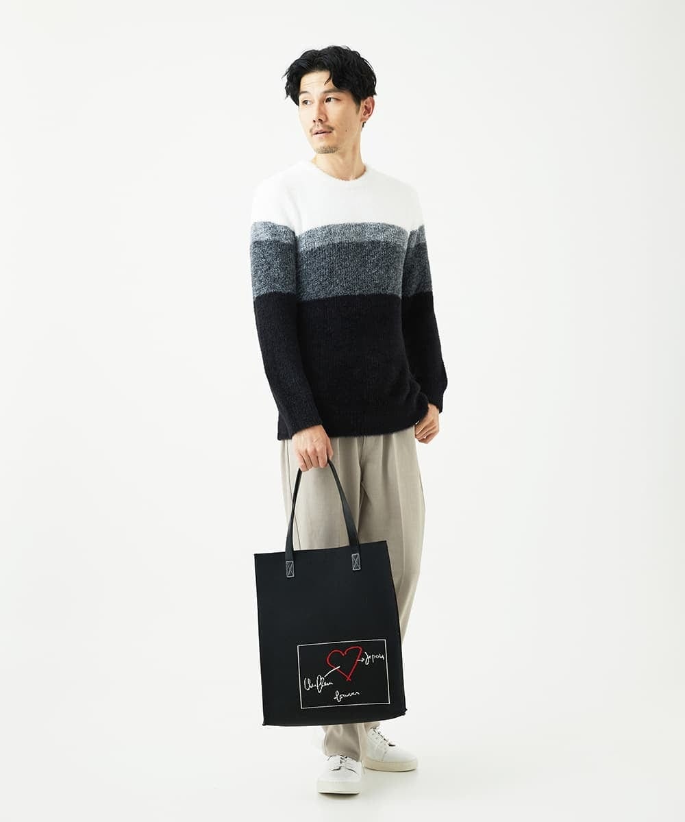 MKFAF25095 MK MICHEL KLEIN HOMME(MKミッシェルクランオム) プルオーバーニット / フェザーヤーン ブラック