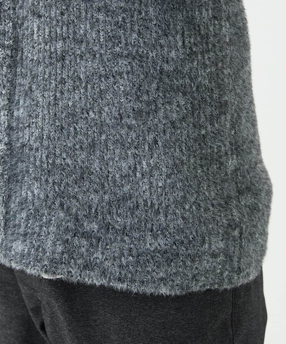 MKFAF26130 MK MICHEL KLEIN HOMME(MKミッシェルクランオム) ショールカラーニット / フェザーヤーン グレー